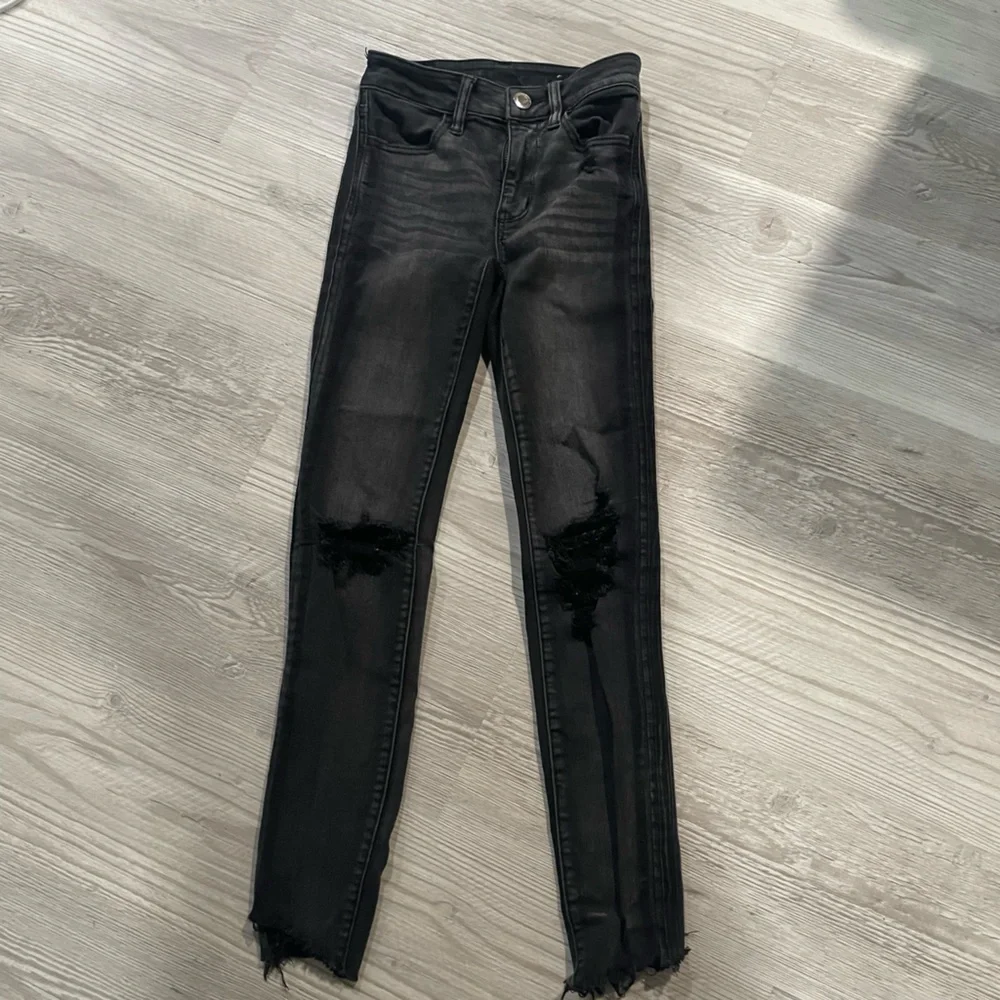 Black/Grey distressed skinny jeans - Picture 1 of 6